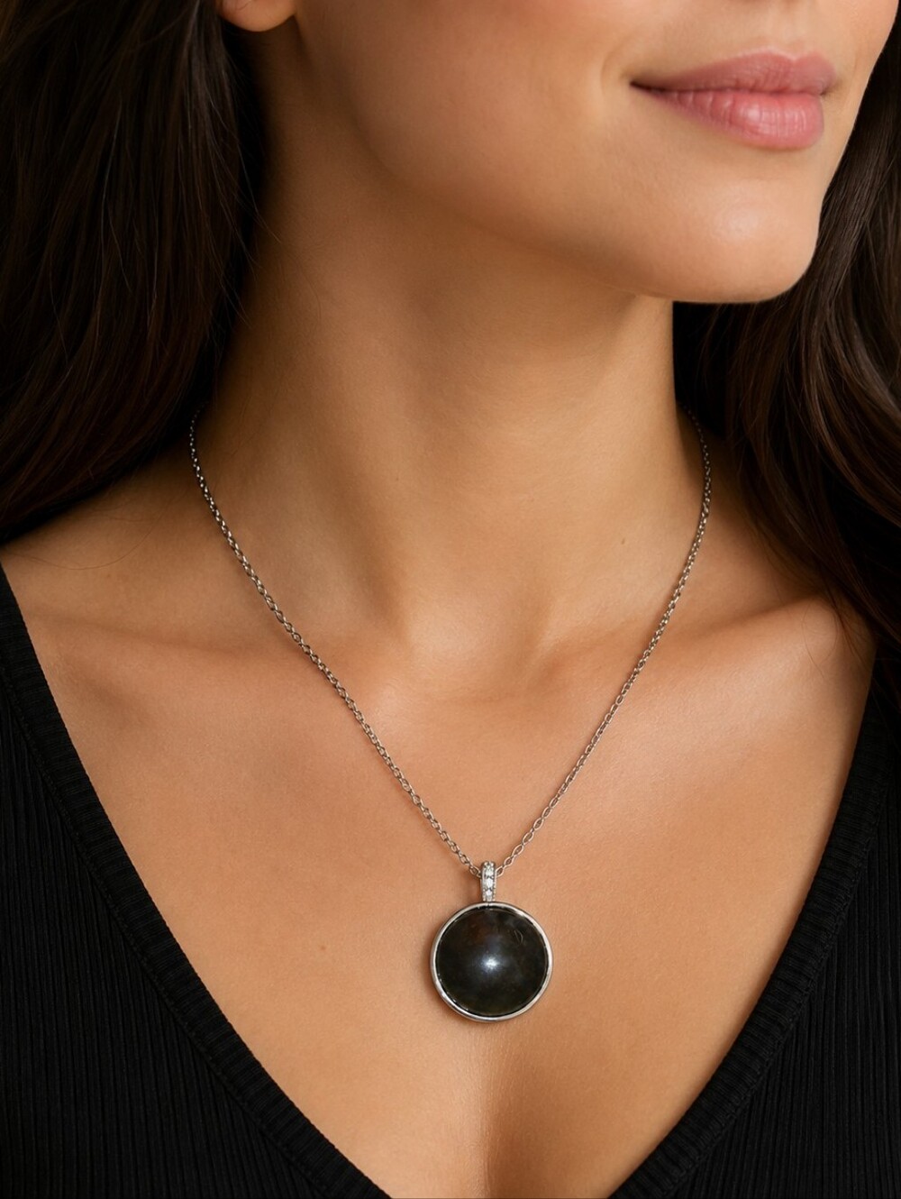 Moss Agate Pendant Necklace – 18" Chain + 1.5" Extender